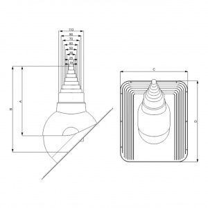 Schiță tehnică dimensiuni trecere antenă Perfekta Wirplast