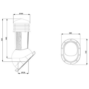 Conexiune interioară Ø 125 mm pentru racord flexibil sub acoperiș Profil D