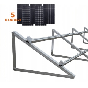 KIT Structură Montaj 5 Panouri Fotovoltaice – Acoperiș Plat / Terasă, Aluminiu 30°