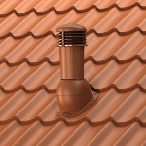 Coș de ventilație Ø 125 mm pentru acoperiș din țiglă metalică (sistem complet)