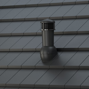 Coș de ventilație Wirplast Ø 125 mm special pentru țiglă ceramică plată Domino