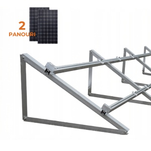 KIT Structură Montaj 2 Panouri Fotovoltaice – Acoperiș Plat / Terasă, Aluminiu 30°