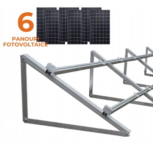 KIT Structură Montaj 6 Panouri Fotovoltaice – Acoperiș Plat / Terasă, Aluminiu 30°