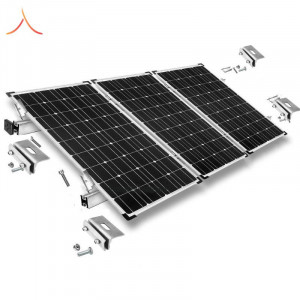 Kit Structură Montaj 3 Panouri Fotovoltaice pe Acoperiș din Tablă Fălțuită/Click – Fixare Fără Perforare