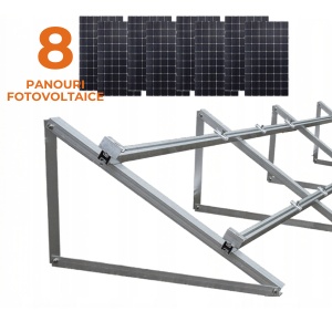 KIT Structură Montaj 8 Panouri Fotovoltaice – Acoperiș Plat / Terasă, Aluminiu 30°