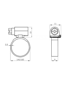 Colier metalic 120-140 mm pentru etanșarea tubulaturii de hotă sau aerisire