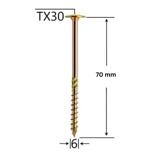 Suruburi Cap Plat pentru structuri din lemn Ø6 x 70 cu torx - Img 3