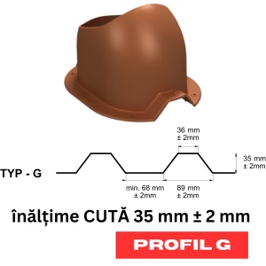 Bază de trecere prin acoperiș adaptată pentru profilul trapezoidal H35 cu garnitură