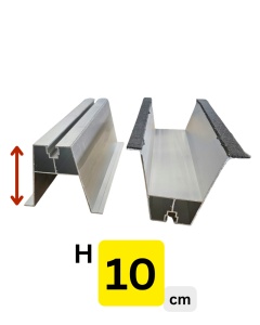Șină mini rail aluminiu 100 mm cu bandă EPDM lipită pe talpă – panouri fotovoltaice