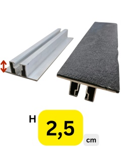 Șină mini rail aluminiu 24,5 mm cu bandă EPDM lipită pe talpă – panouri fotovoltaice