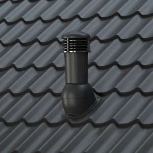 Montaj coș de ventilație Profil U 125 mm pe acoperiș metalic maro/antracit