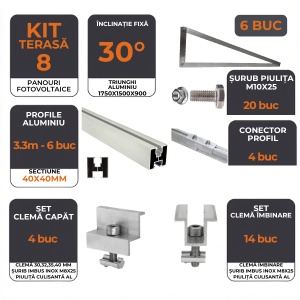 kit complet montaj panouri solare 8 module