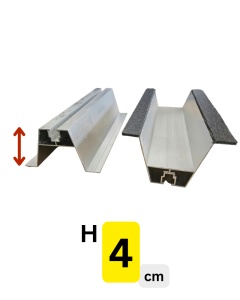 Șină mini rail aluminiu 40 mm cu bandă EPDM lipită pe talpă – panouri fotovoltaice