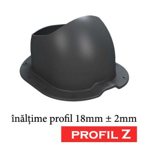 Montaj coș de ventilație Profil Z 125 mm pe acoperiș metalic maro/antracit