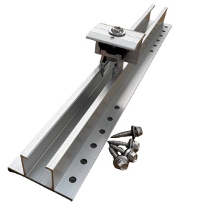 Șină Mini Rail Aluminiu 37,5 cm | Set cu 4 Șuruburi, și Clemă rapidă| Montaj Panouri pe Tablă | Țiglă
