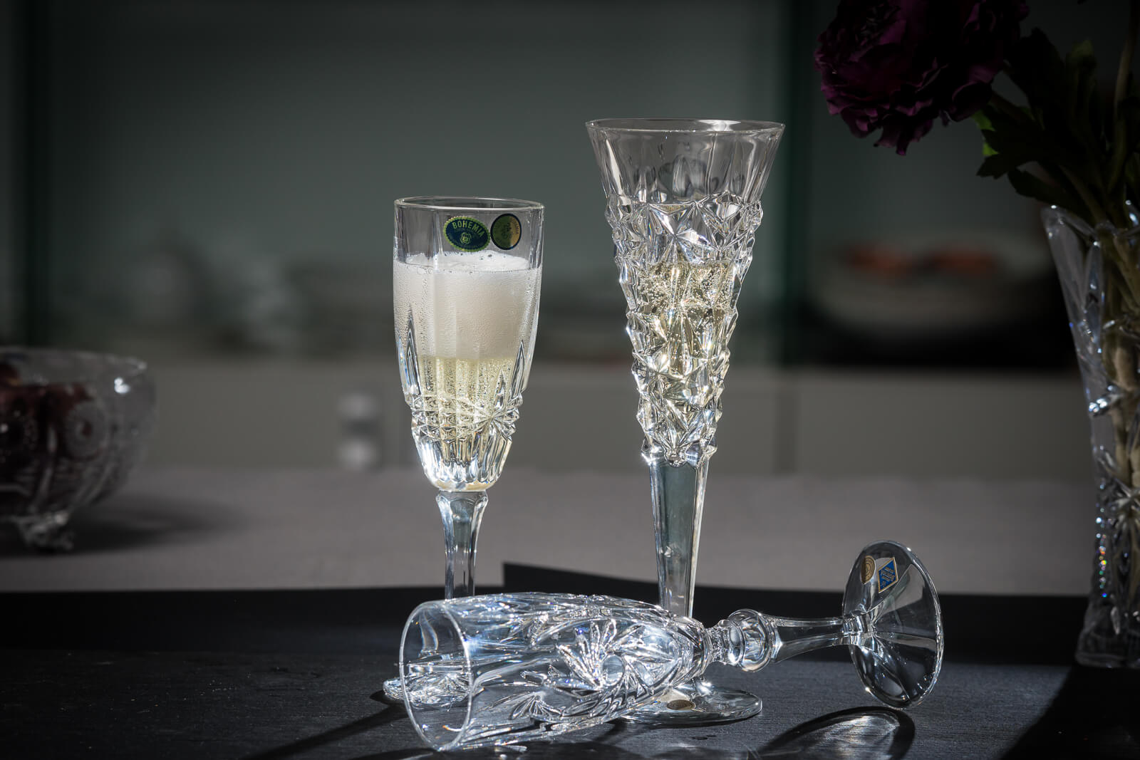 Pahare Cristal Bohemia pentru sampanie