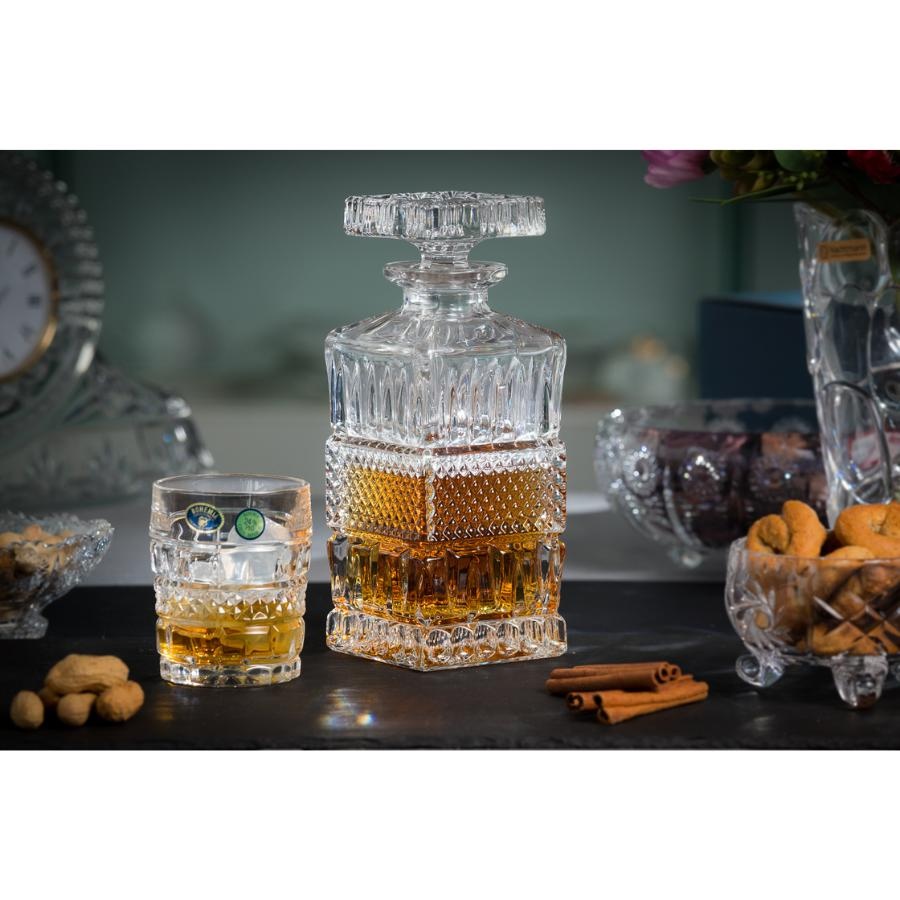 BRITTANY Set 6 pahare si decantor cristal Bohemia whisky