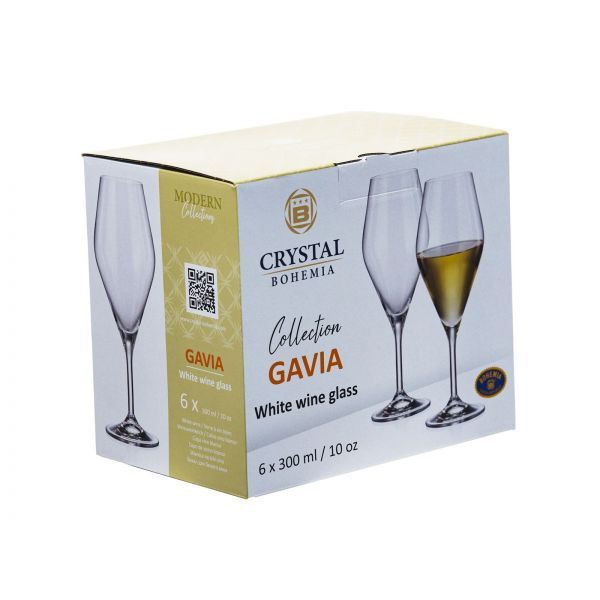 GAVIA Set 6 pahare sticla cristalina Bohemia vin alb 300 ml - 1 | YEO