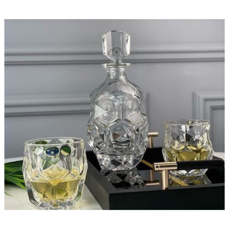 LUNAR Set 6 pahare si decantor cristal Bohemia whisky