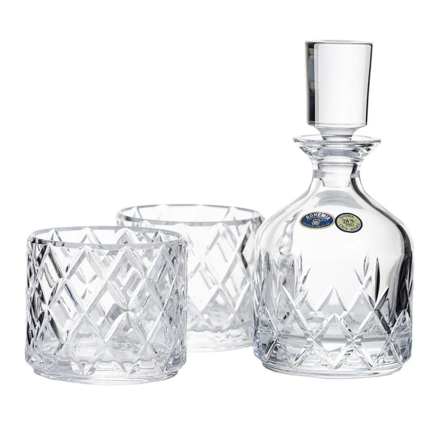 Set 2 pahare si decantor cristal Bohemia whisky