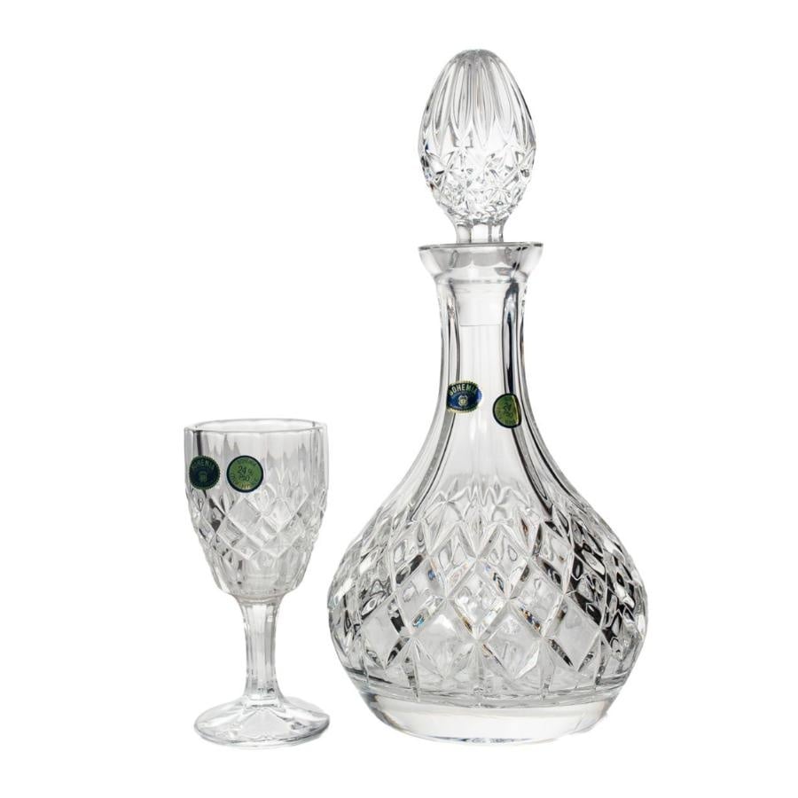 ANGELA Set 6 pahare si decantor cristal Bohemia lichior