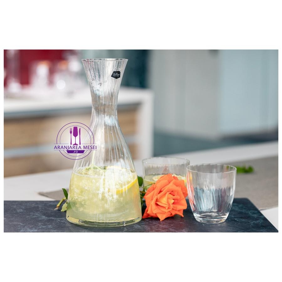 KATE OPTIC Set 2 pahare si decantor sticla cristalina limonada (300 ml + 1200 ml)