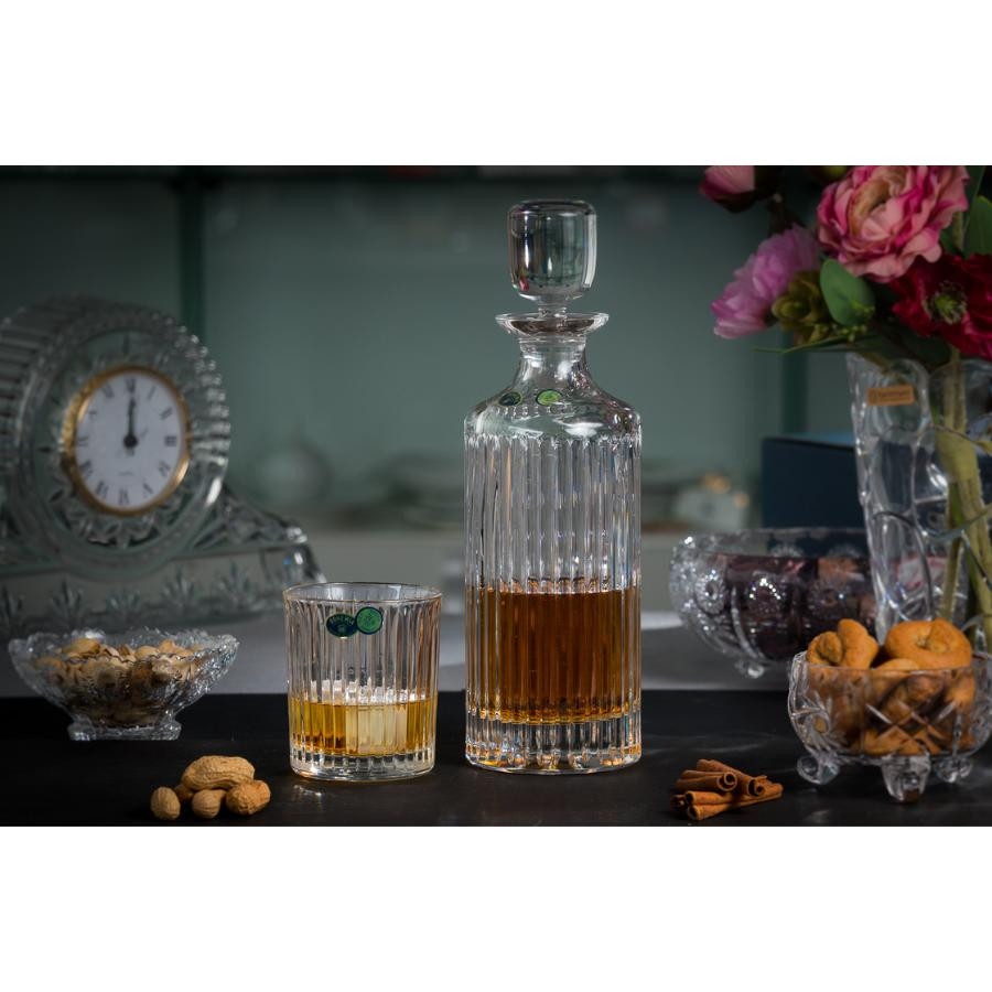 SKYLINE Set 6 pahare si decantor cristal Bohemia whisky