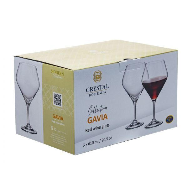 GAVIA Set 6 pahare sticla cristalina Bohemia vin rosu 610 ml - 1 | YEO