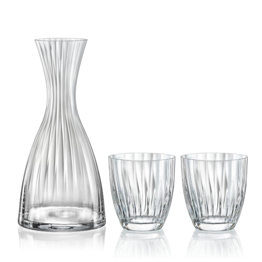 KATE OPTIC Set 2 pahare si decantor sticla cristalina limonada (300 ml + 1200 ml) - 1 | YEO