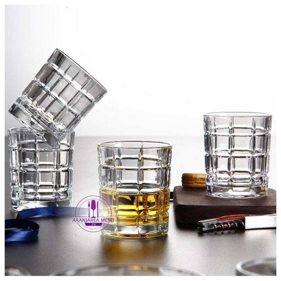 SQUARE Set 6 pahare cristal Bohemia whisky 320 ml