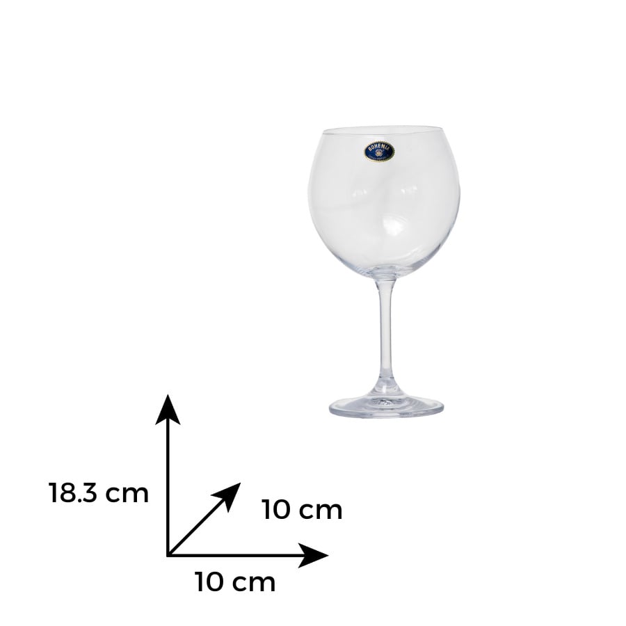 SYLVIA Set 6 pahare sticla cristalina Bohemia vin rosu balon 460 ml - 1 | YEO
