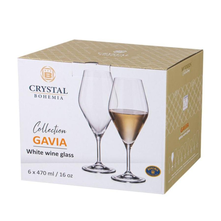 GAVIA Set 6 pahare sticla cristalina vin alb 470 ml - 2 | YEO