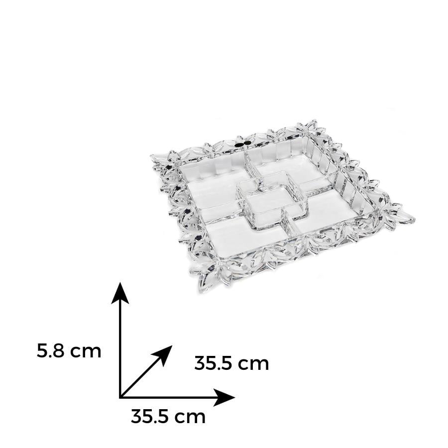 Platou cristal Bohemia compartimentat 35.5 cm - 1 | YEO