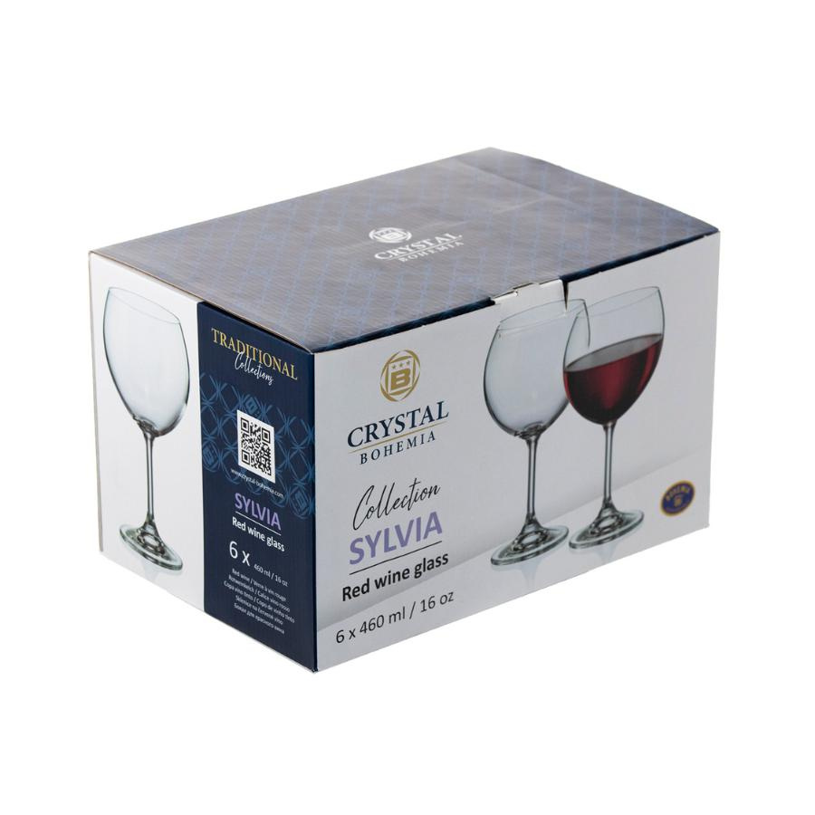SYLVIA Set 6 pahare sticla cristalina Bohemia vin rosu balon 460 ml - 2 | YEO