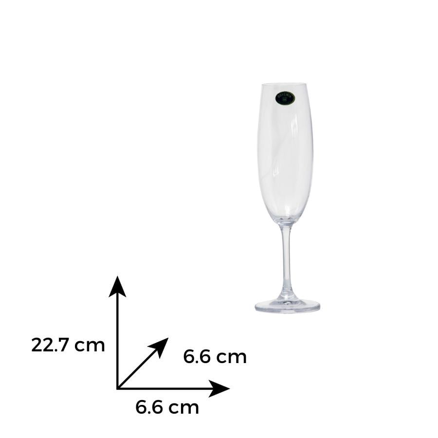 SYLVIA Set 6 pahare sticla cristalina Bohemia sampanie flute 220 ml - 1 | YEO
