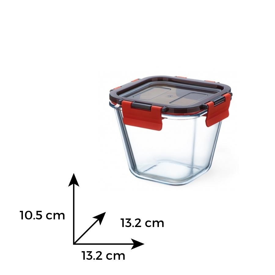 Vas termorezistent patrat cu capac plastic CLICK 0.9 L - 2 | YEO