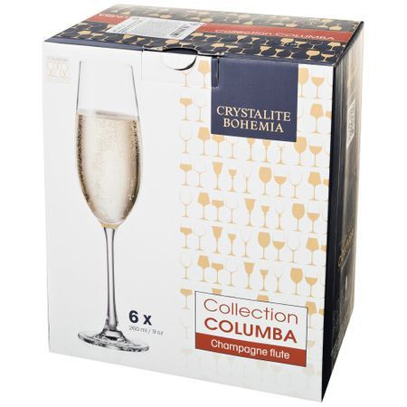 COLUMBA Set 6 pahare sticla cristalina sampanie flute 260 ml - 1 | YEO