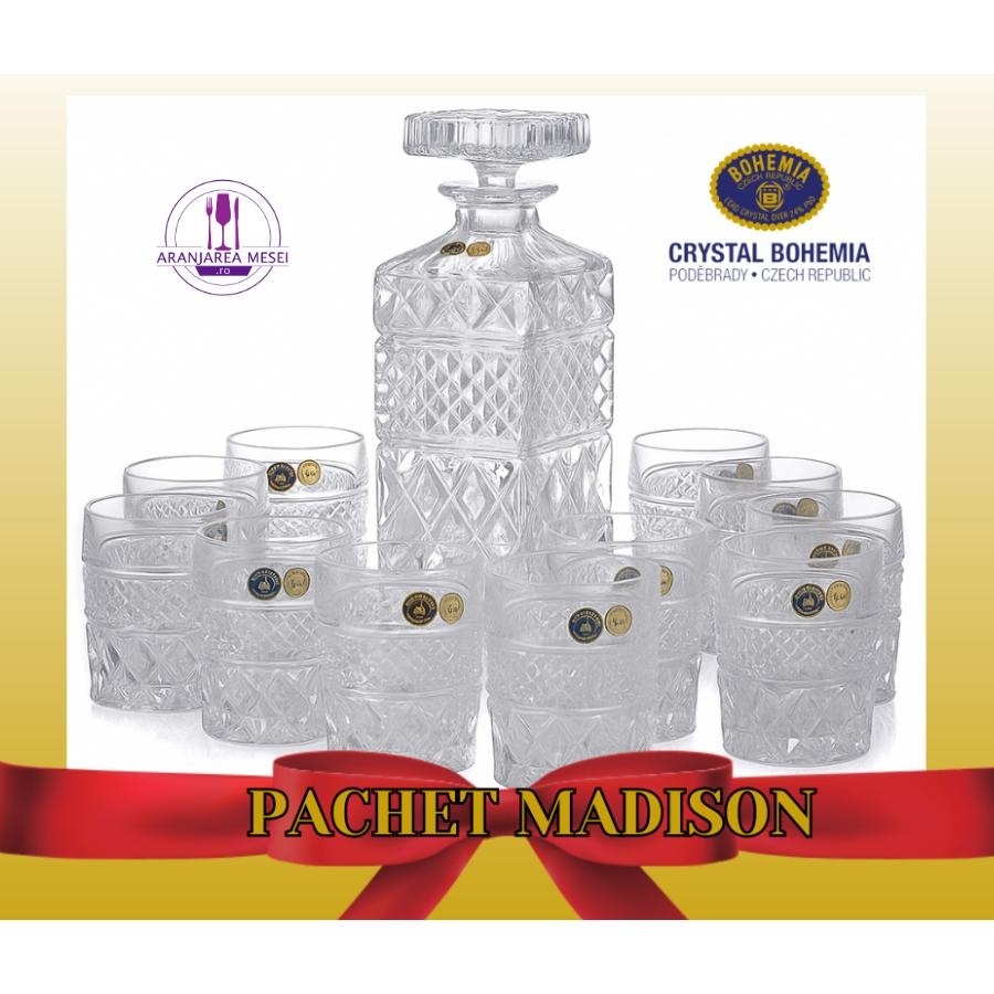 MADISON Pachet 12 pahare si decantor cristal Bohemia whisky