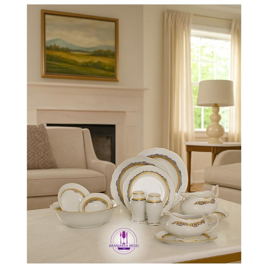 MARIE LOUISE decor AUR Serviciu masa portelan Bohemia 12 persoane ( 45 piese ) - 2 | YEO