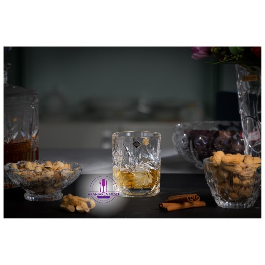 PINWHEEL Set 6 pahare cristal Bohemia whisky 360 ml