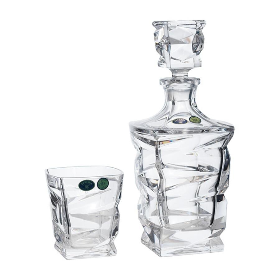 ZIG ZAG Set 6 pahare si decantor cristal Bohemia whisky - 2 | YEO