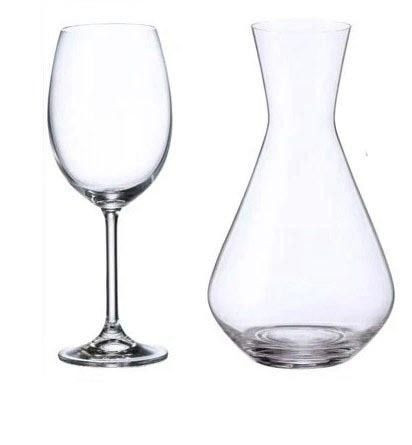 Fringilla Set 6 pahare sticla cristalina cu decanter 1200 ml