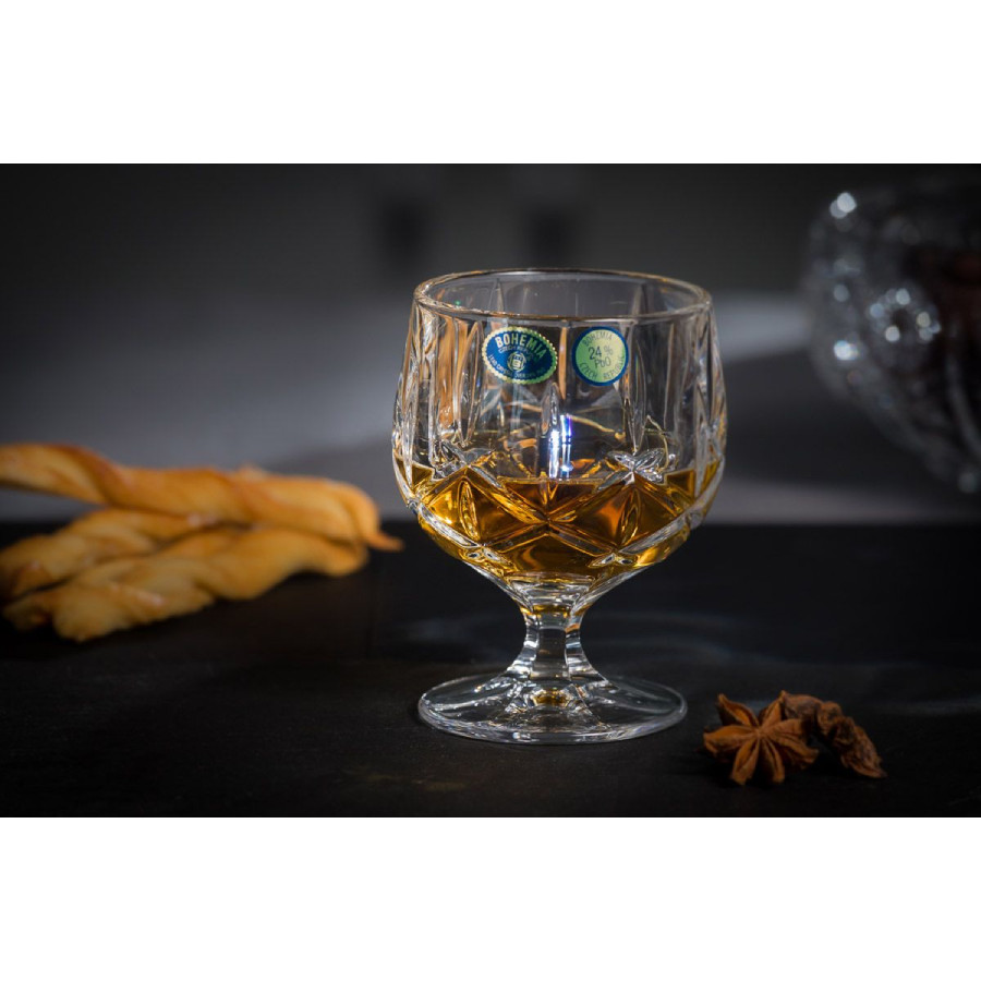 SHEFFIELD Set 6 pahare cristal Bohemia cognac 250 ml