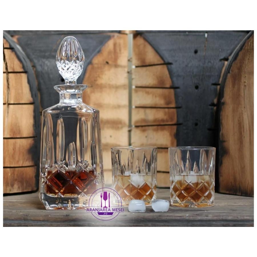 SHEFFIELD Set 6 pahare si decantor cristal Bohemia whisky