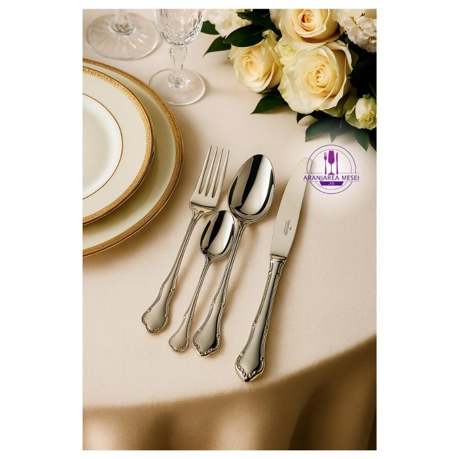 PALAZZO Set tacamuri inox placat cu argint AG 90 - 12 persoane ( 72 piese )