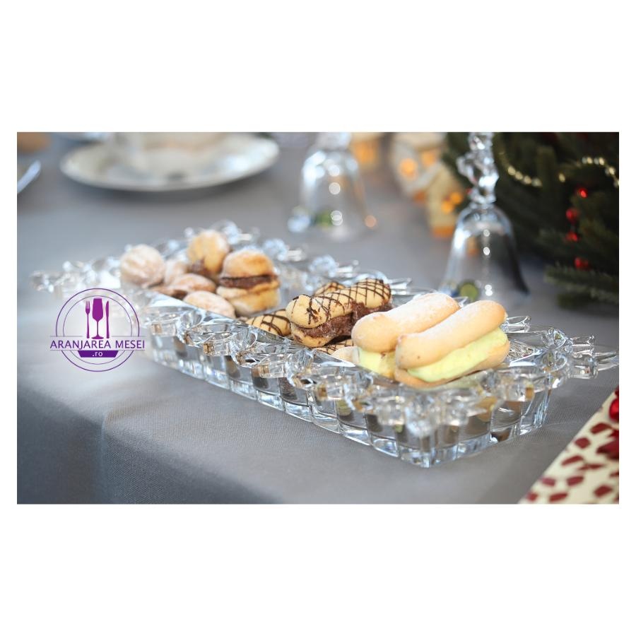 Platou cristal Bohemia compartimentat 36.5 cm