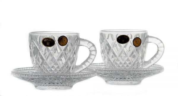 Serviciu cafea cristal 2 persoane (4 piese)