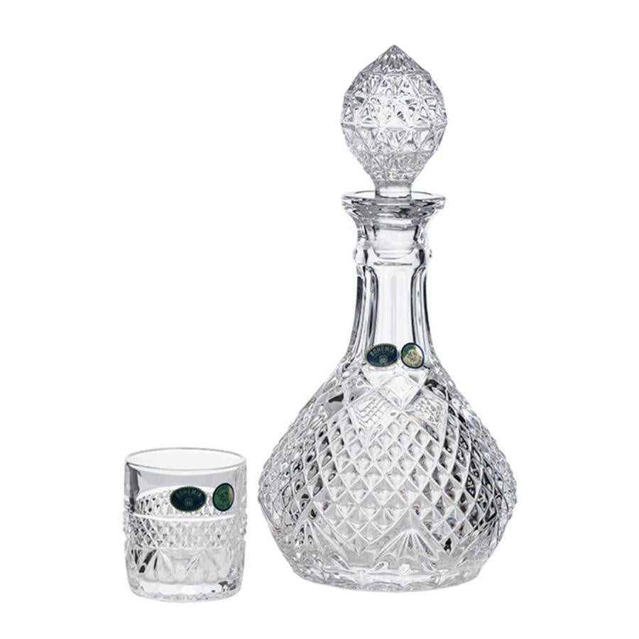 DAPHNE Set 6 pahare si decantor cristal Bohemia whisky