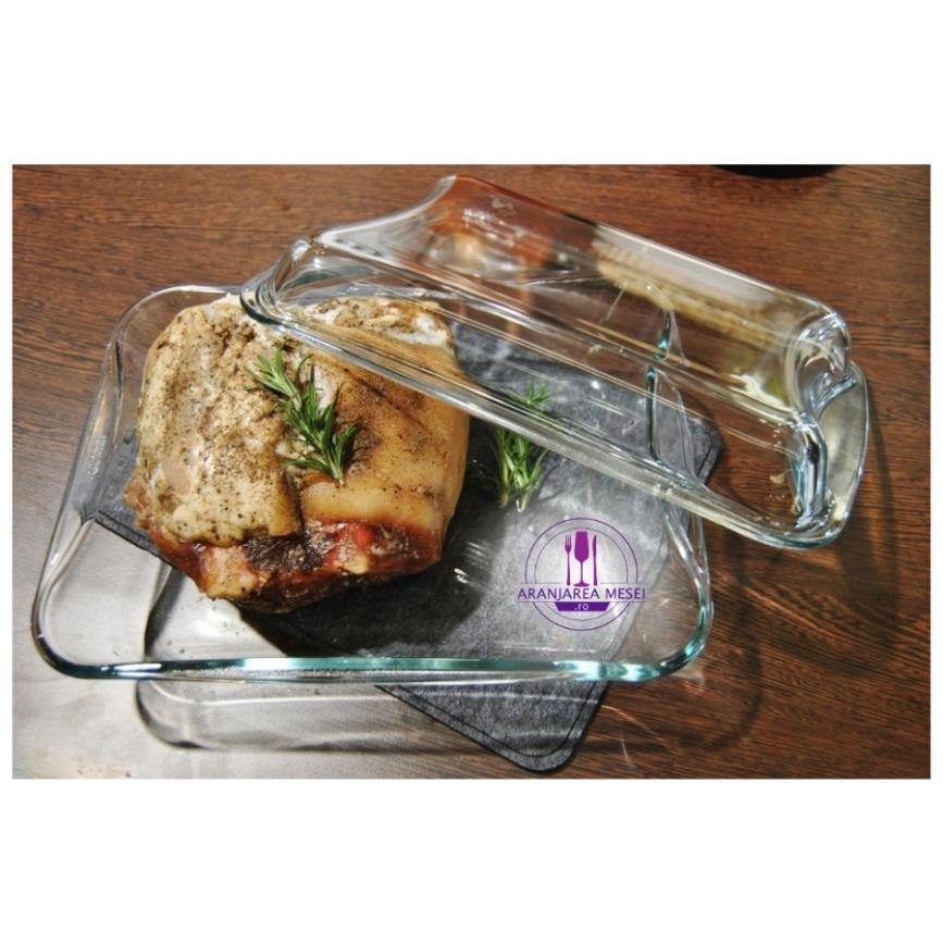 EXCLUSIVE Vas sticla termorezistenta rectangular cu capac 2.5 l