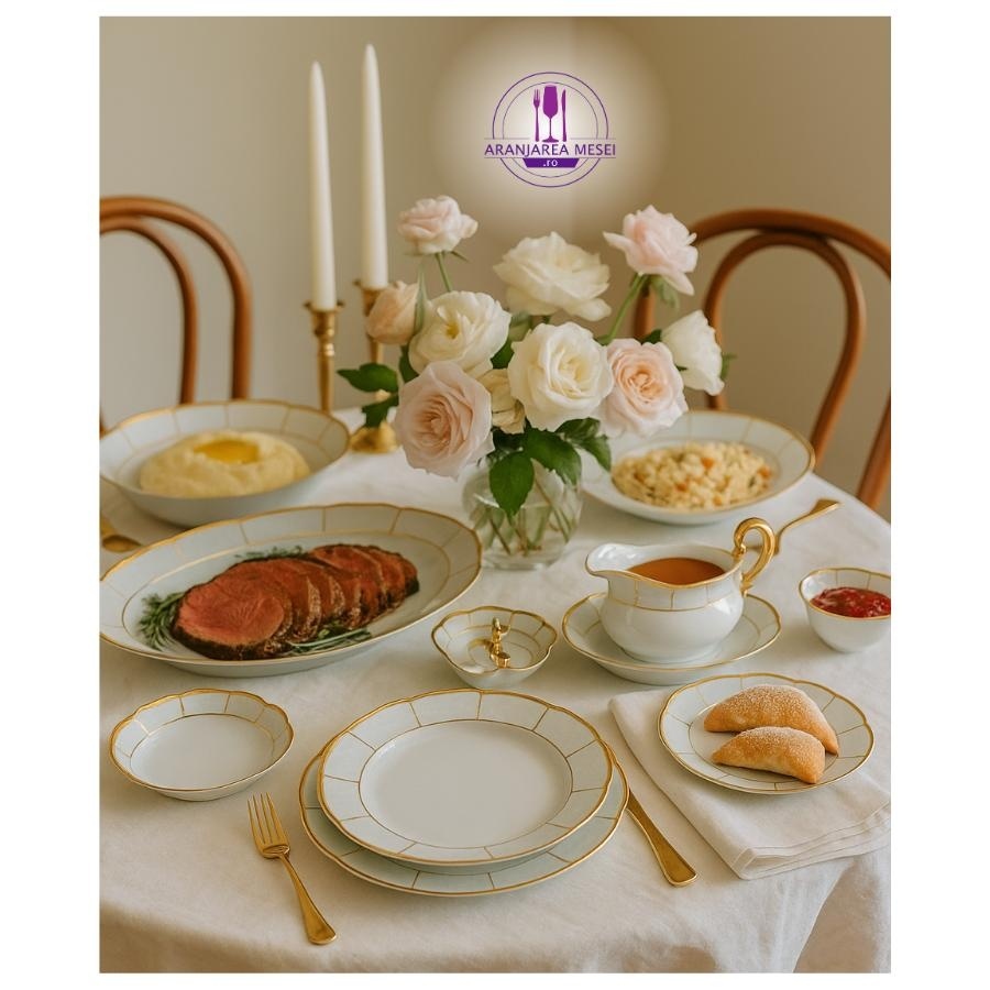 MENUET decor AUR Serviciu masa portelan Bohemia 12 persoane ( 45 piese ) - 2 | YEO